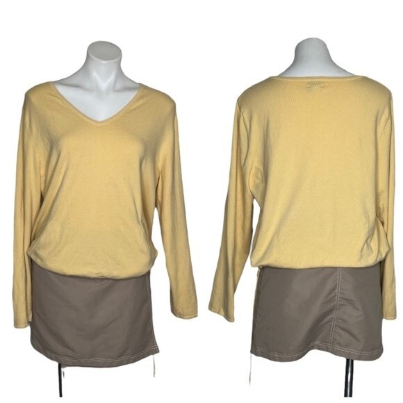 CHICOS Sweater Yellow Knit Pull over Pockets Drawstring Waistband Size 3 US XL - Picture 9 of 9